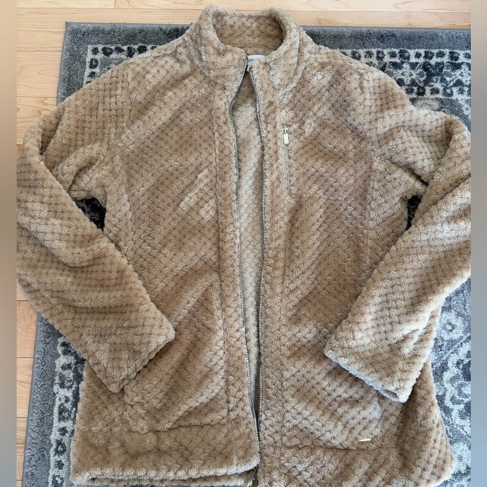 Women's Tan Fleece Jacket Calvin Klein